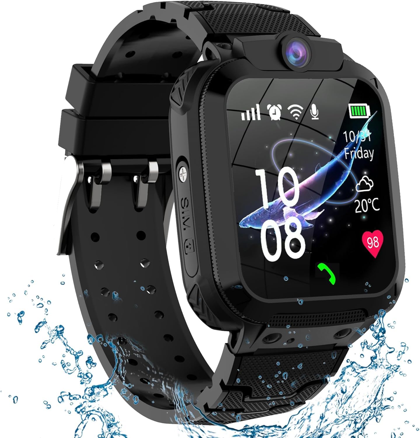 Reloj Inteligente Niños GPS, Smartwatch Niños Telefón y Llamadas, Reloj GPS Niño Localizador, IP68 Impermeable, SOS, Chat de Voz, CÔmara, Juegos, Despertador, Estudiantes Niño Niña Regalo para Años