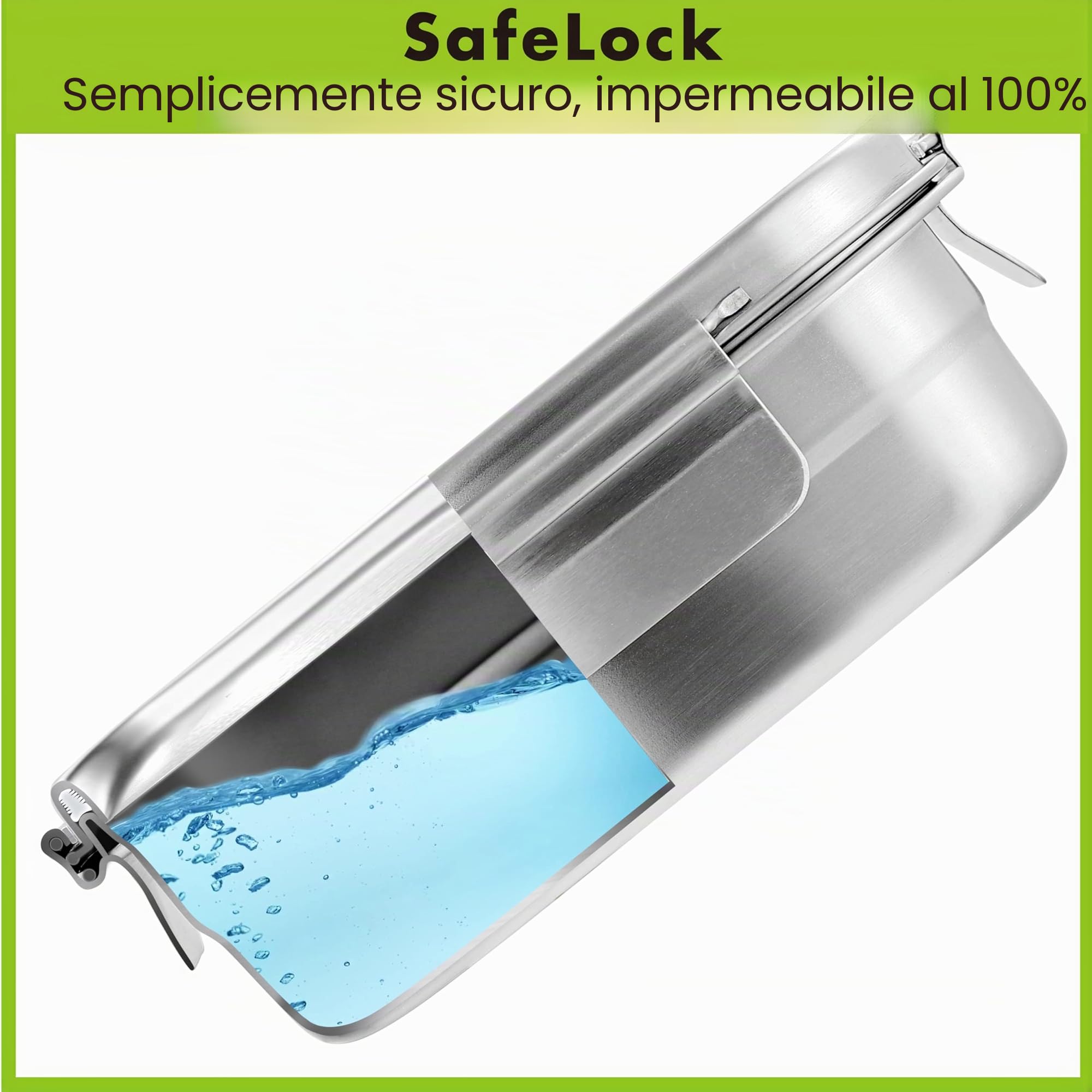 immer Set Lunch Box in Acciaio Inox SafeLock 800 ml + 1600 ml – porta pranzo ermetico, senza plastica e BPA free, acciaio inox alimentare 18/8, lunch box sostenibile per casa, ufficio e viaggio