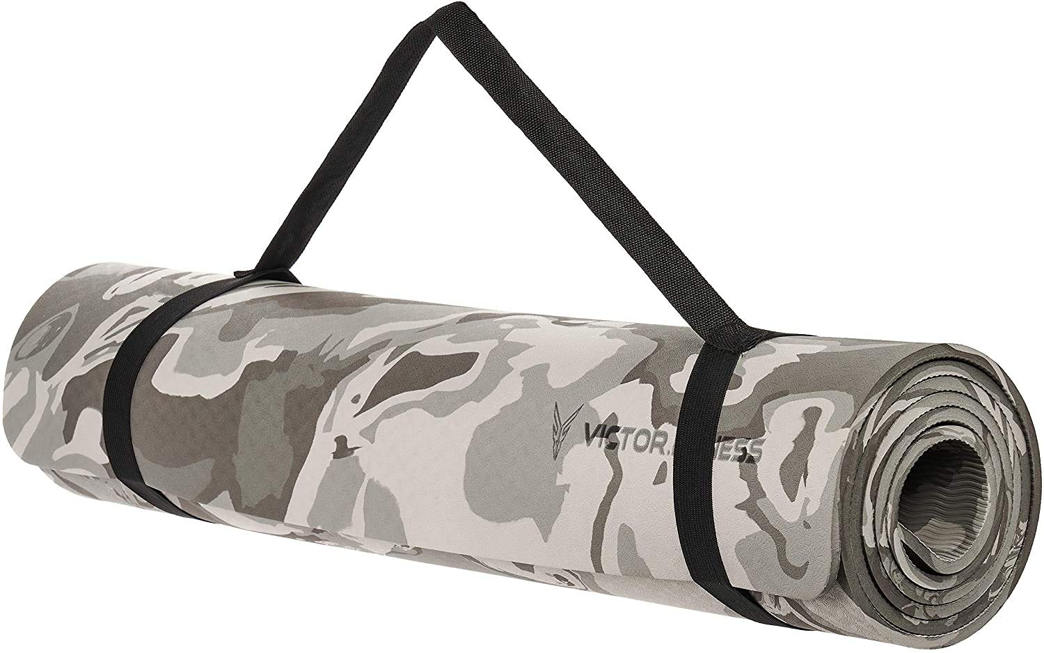 Esterilla de yoga ecológica de camuflaje gris hecha de un material TPE de primera calidad que proporciona una textura antideslizante, perfecta para entrenamientos en interiores y
