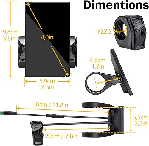 Miniatura 7 de Bafang Pantalla C010 para M400, M500 Mid Motor 0-6 niveles de asistencia de pedal Pantalla de computadora eBike con retroiluminación automática