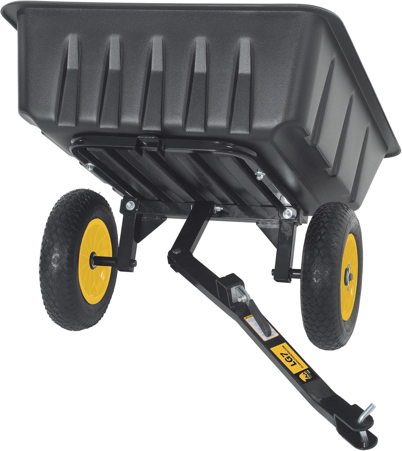 Polar Trailer 9393 Lawn and Garden 600 lb. 10 Cubic Foot Heavy Duty Lawn Trailer ATV LG7 and Rubber Wheels Hauling Outdoor - Black