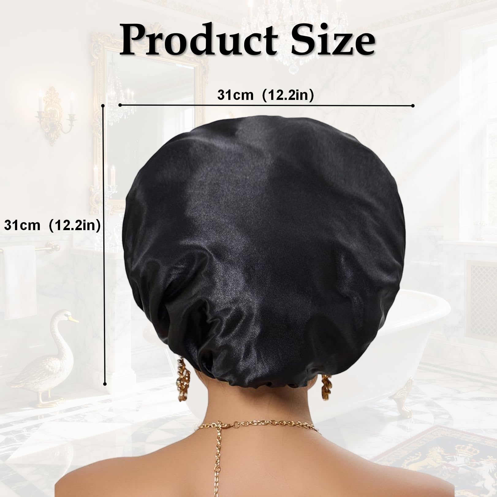 Unisex Satin Sleep Bonnet, Adjustable Elastic Night Cap for Men & Women, Curly Hair, Braids & Natural Styles - Image 3