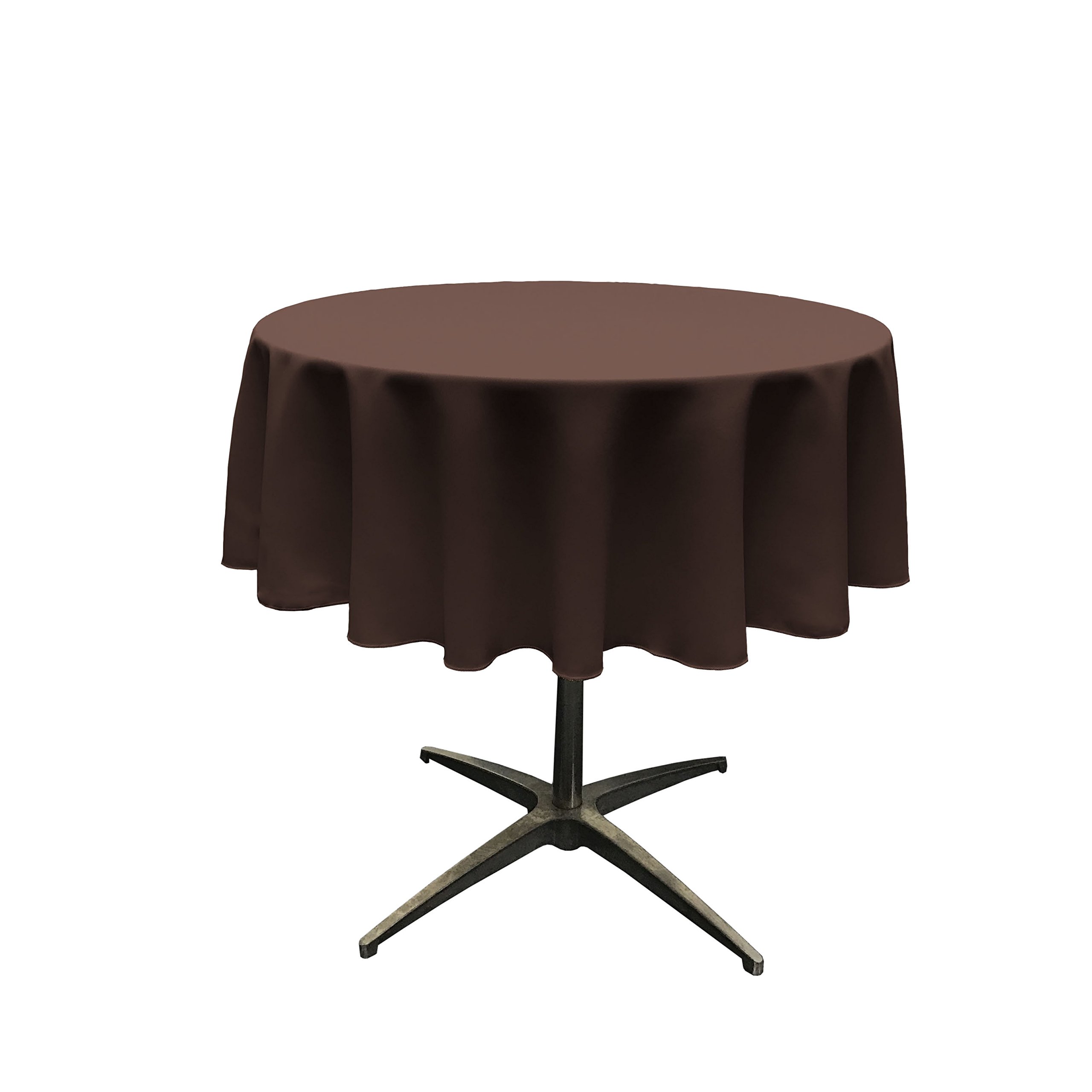 LA Linen Polyester Poplin Washable Round Tablecloth, Stain and Wrinkle Resistant Table Cover 58", Fabric Table Cloth for Dinning, Kitchen, Party, Holiday 58-Inch, Brown, (TCpop58R_BrownP22)