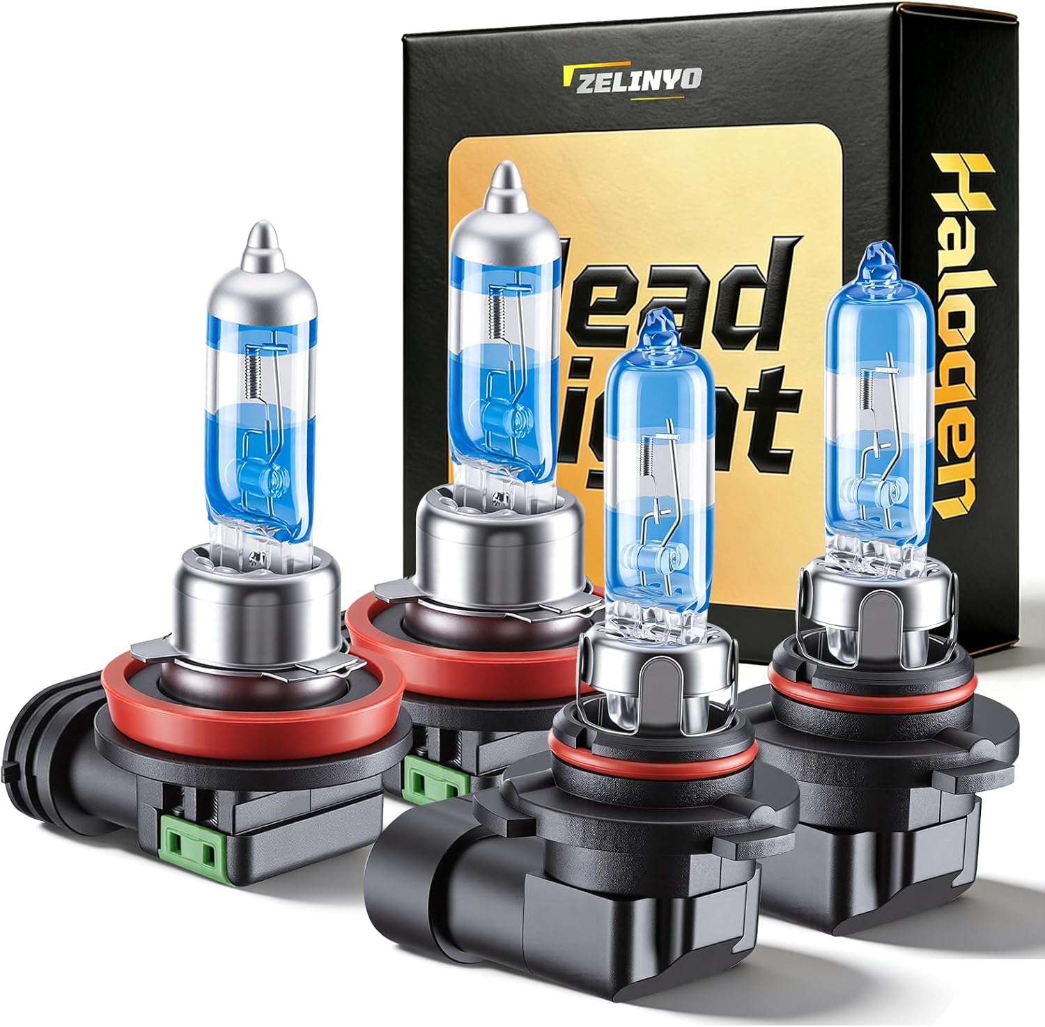 High Beam Low Beam Fit For Ram 1500 2500 3500 2013 2014 2015 2016 2017 2018 (Without Projector) Halogen Headlight Bulb Replacement, White Light Headlamp Bulb High Performance, 4 Pcs