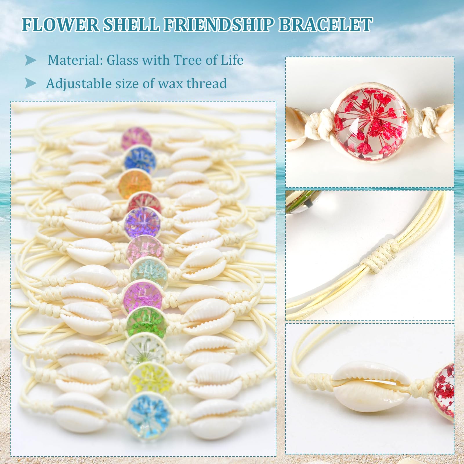Cosswe Bracciali dell'amicizia per ragazze, braccialetti dell'amicizia intrecciati, regolabili, con fiori colorati, albero della vita, realizzati a mano, per donne e adolescenti