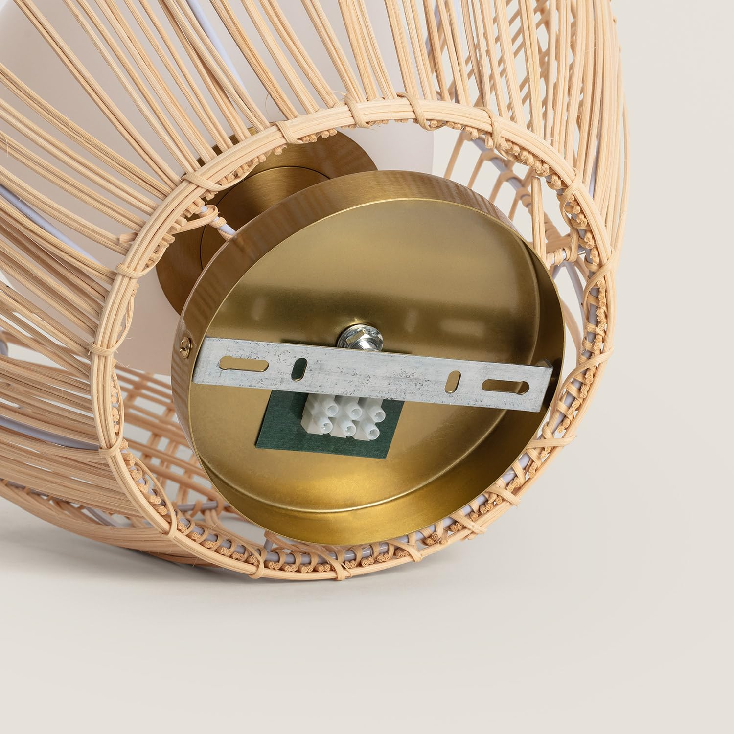 LEDKIA Plafón de Techo Ratán y Cristal Bagrat Natural | Ideal para Cocina, Comedor, Habitación