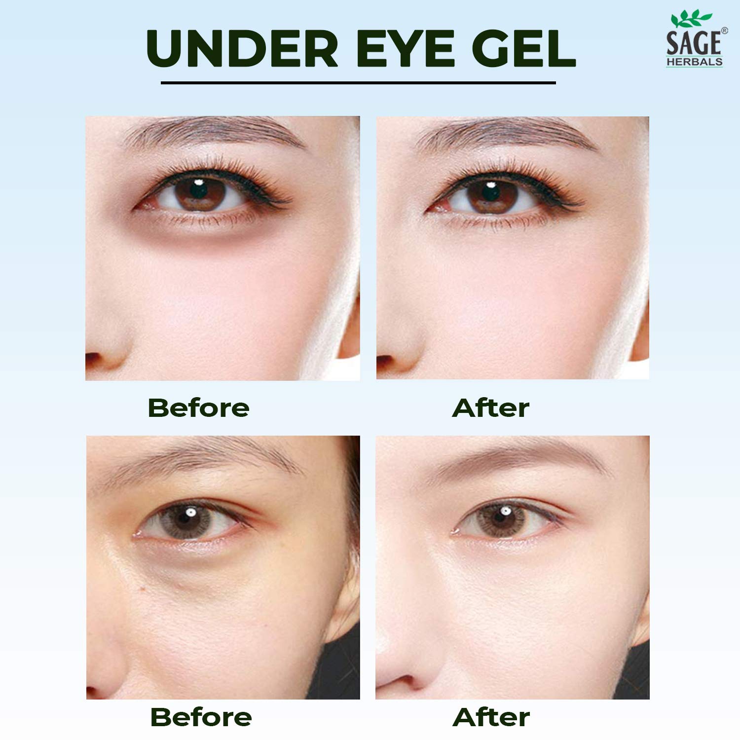 Sage Herbals Under Eye Gel with the Goodness of Cucumber and Mint, For Dark Circles, Puffiness & Wrinkles, Rejuvenates and Brightness Under Eye Skin 50gm 2