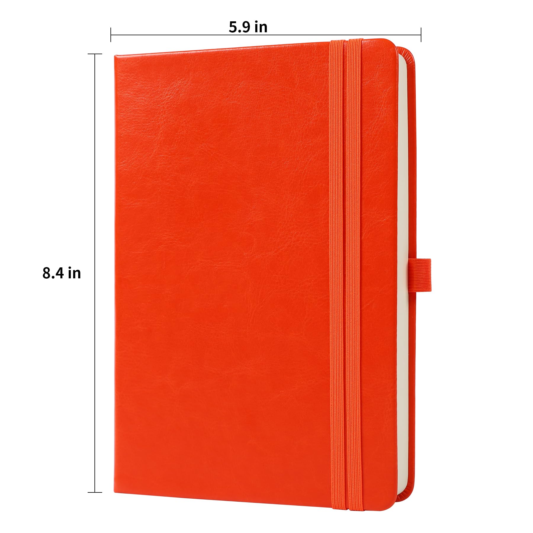 pftvalue Tagebuch, Notizbuch für Damen/Herren, Tagebücher zum Schreiben, A5, 180 Blatt, 360 Seiten, College-Notizbuch, 100 g/m², liniertes Papier, Leder, Hardcover, 15 x 21 cm, Orange