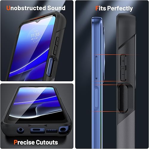 Miniatura 5 de Jeylly Funda para teléfono Moto G Stylus 5G 2022, ajuste delgado, parte trasera de policarbonato duro de cuerpo completo y TPU suave, absorción de