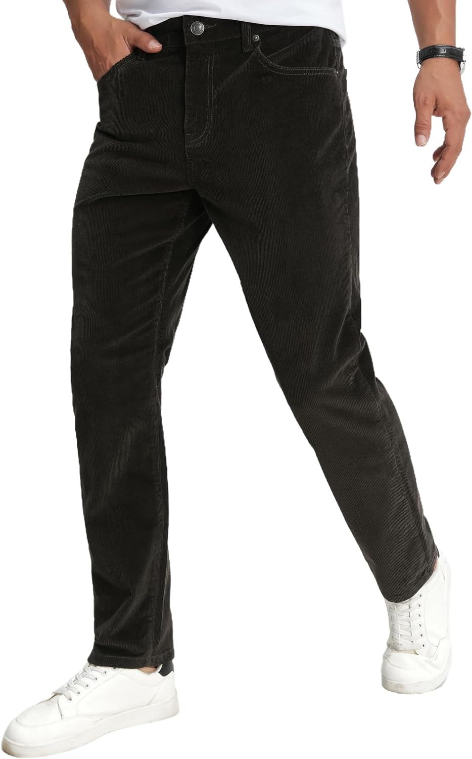 TEGIAS Men's Corduroy Pants Fashion Slim Casual Dress Pants