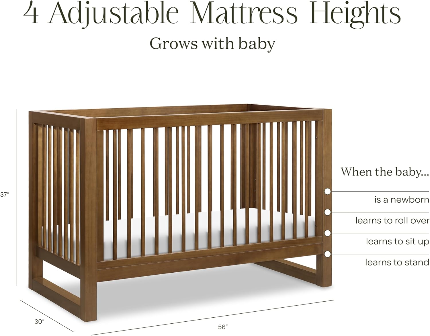 Namesake Nantucket 3-in-1 Convertible Crib with Toddler Bed Conversion Kit in Natural Walnut, Greenguard Gold Certified