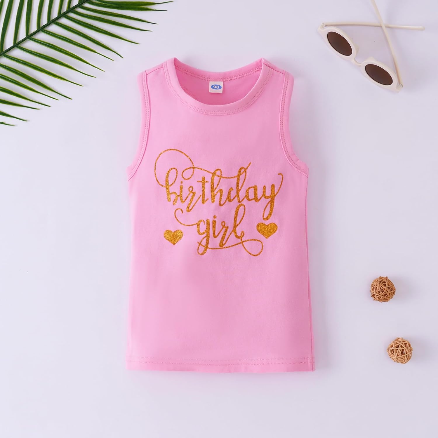 LYSMuch 1-12Y Toddler Girls Birthday Tulle Skirt Tank Top Shirt with Crown Three-Piece Clothes Set - Image 3