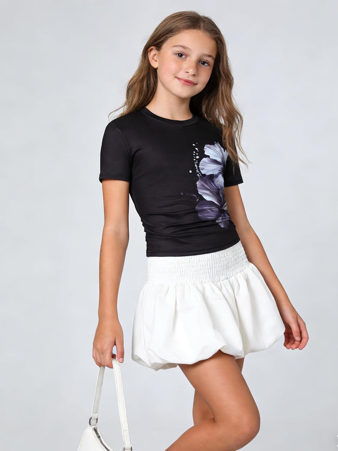 Cakaner Girl's 3 Packs Summer Shirts Short Sleeve Ruched Graphic T-Shirt Size 7-14