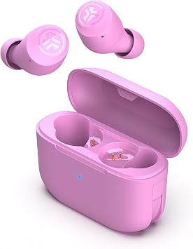 Wireless Earbuds, Bluetooth Earphones, Compact, Lightweight, iPhone, Android, with Microphone, Charging Case, IPX4 Sweatproof, Go Air Pop True Wireless Earbuds, Pink