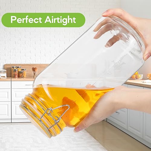 Miniatura 3 de EkkoVla Tarros de vidrio de 78 onzas con tapas herméticas, juego de 3 recipientes grandes de almacenamiento de alimentos, recipientes cuadrados de