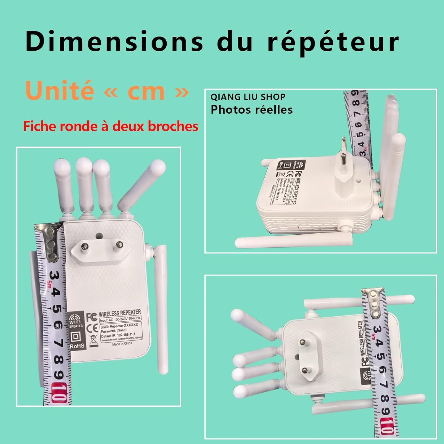 Répéteur WiFi 6 AC1200M(2,4) GHz Double Bande avec 2 Ethernet Ports 6 antennesoffrant Une pénétration du Signal Ultra-puissante à 360° à Travers Les Murs, Adaptée aux Bureaux et aux Maisons.