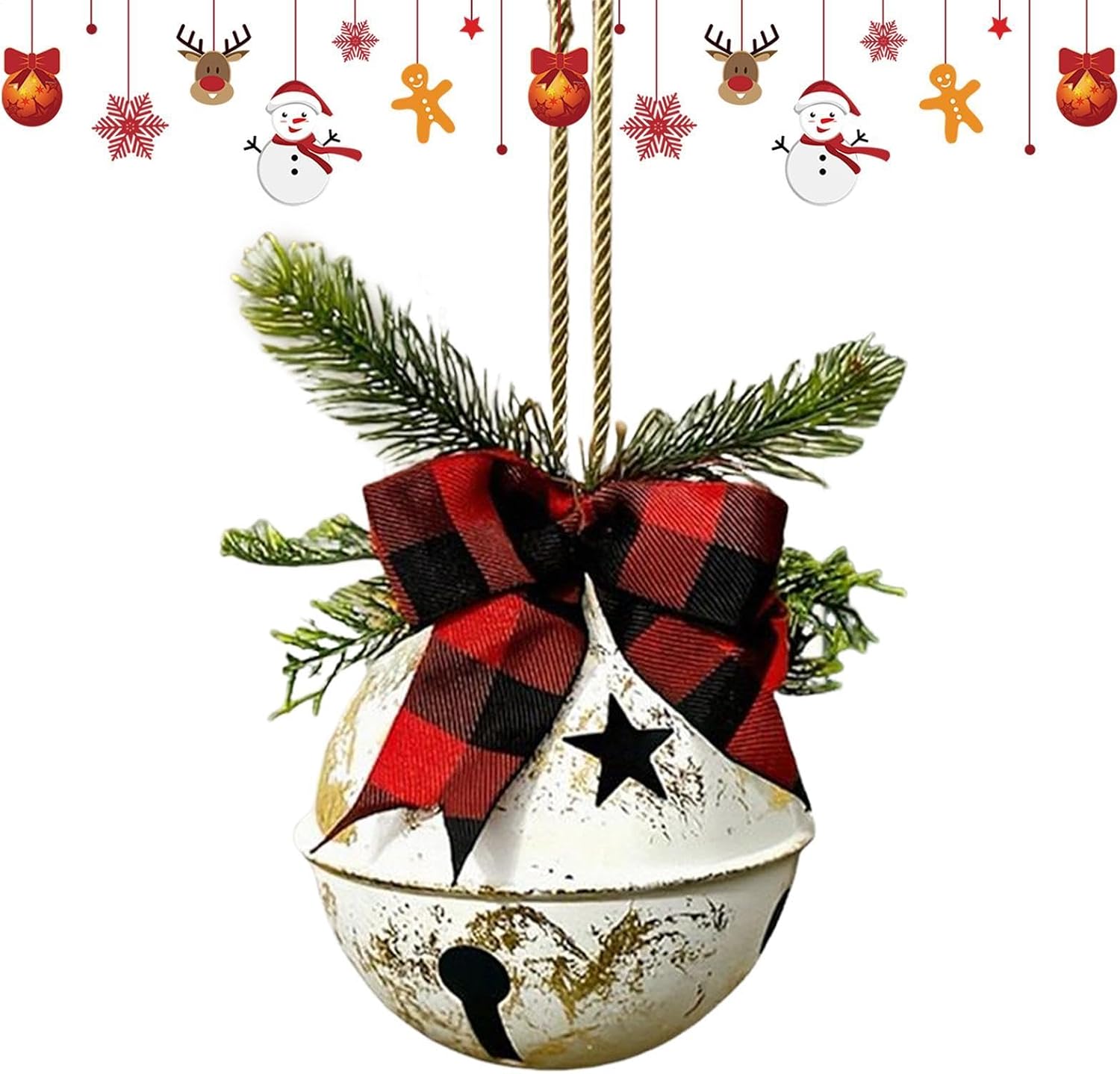 Giant Metal Christmas Bells | Christmas Seasonal Decor with Bow,Party Metal Bell Ornaments - for Porch Holiday Outdoor Garden Fireplace Yard Party