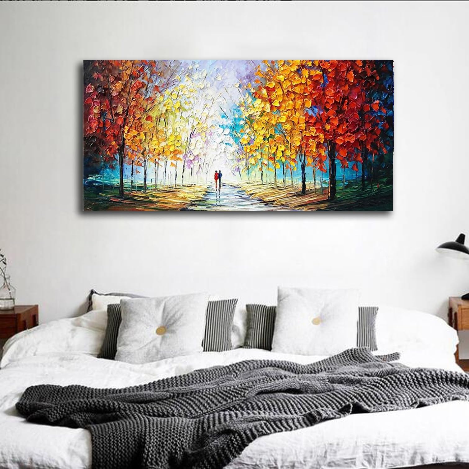 Quadro Astratto Dipinto A Mano 60x120 Cm - V-inspire, Decorazione Su Tela Per Soggiorno, Colorato
