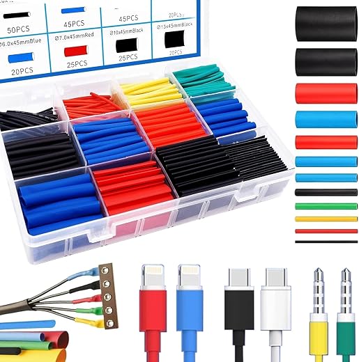 BELLOX 560Pieces Heat Shrink Tubing 2:1- Electrical Wire Cable Sleeving Wrap, Cable Wrap Assortment Electric Insulation He...