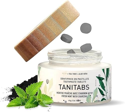 TANIT Pastillas de pasta de dientes Hydroxiapatite - Masticables, sin agua, aptas para viajes, pasta de dientes sin plástico en tarro de vidrio -