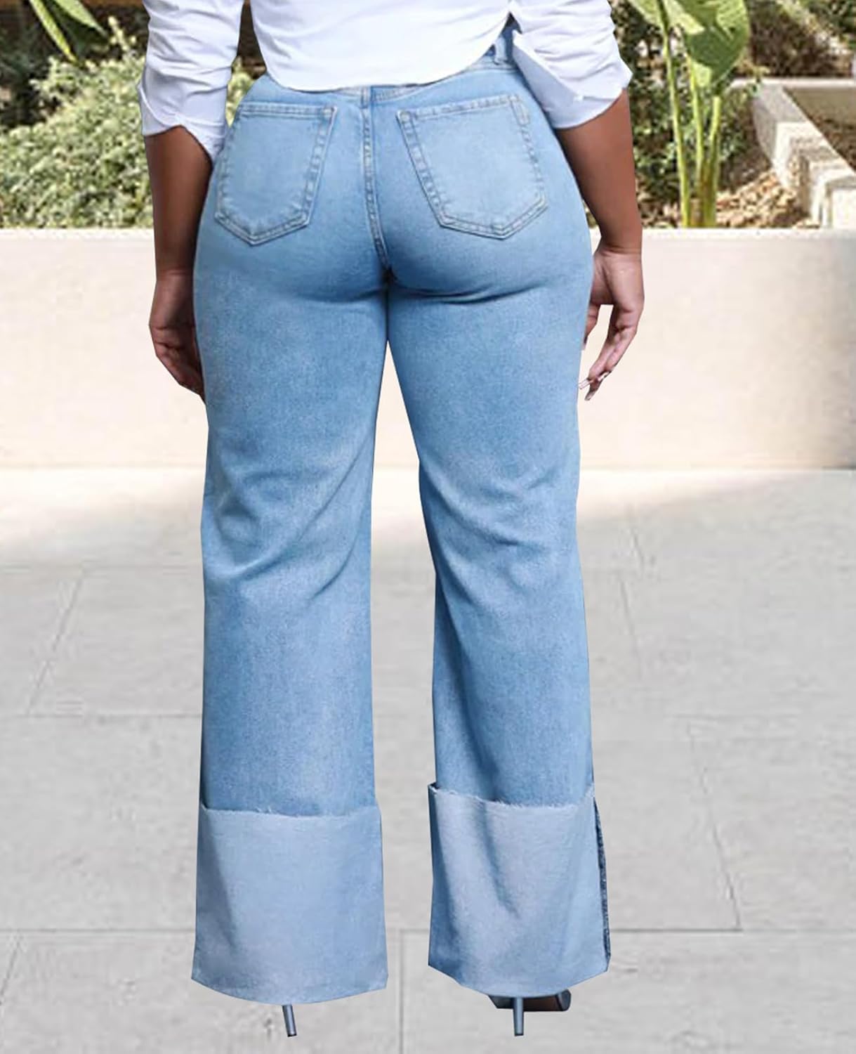 Skinny Bell Bottom Jeans for Women High Waisted Elastic Ripped Hole Flare Jeans Classic Denim Pants - Image 6