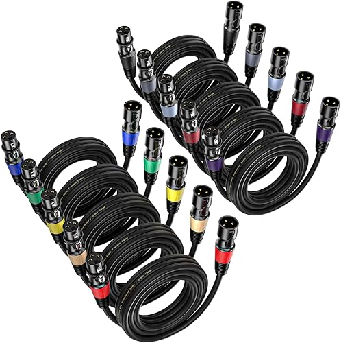 Miniatura 9 de EBXYA Cable XLR de 6 pies, paquete de 6 unidades  Cable DMX de luz de escenario, cable de micrófono XLR de 3 pines equilibrado de alta calidad macho