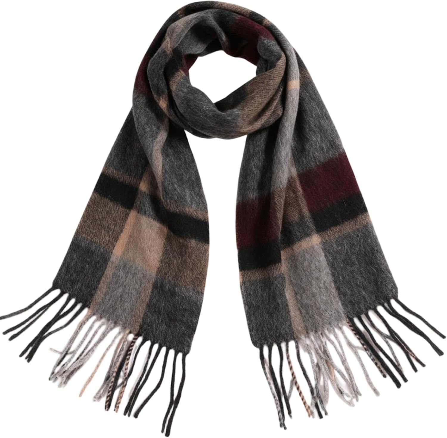 Winter Wool Plaid Scarf for Men,Women Fashion Tartan Wrap Checkered Scarves