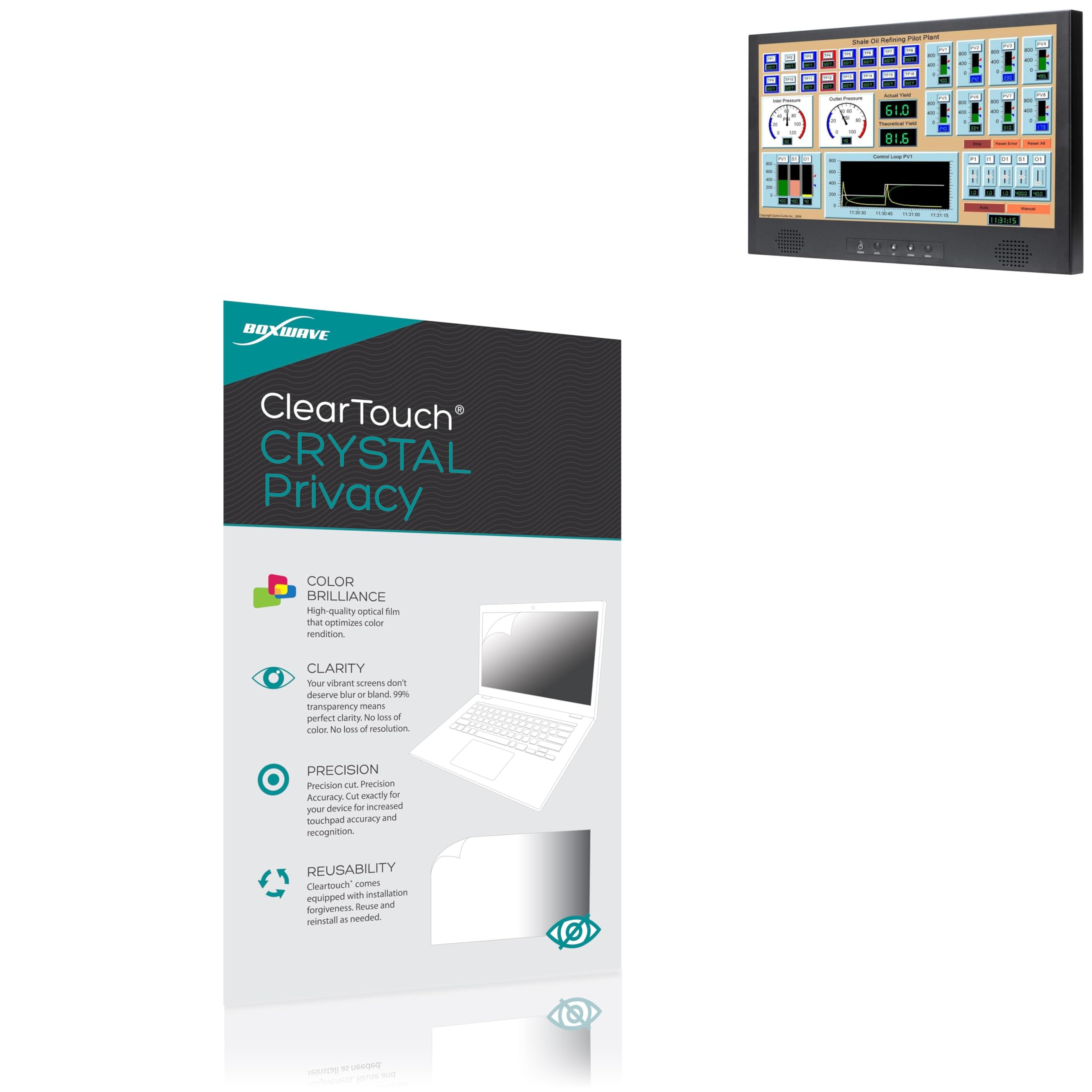 BoxWaveScreen Protector Compatible with TRU-Vu VMTC-15.6C - ClearTouch Crystal Privacy (2-Pack), Privacy Screen Protector Flexible Film Clear