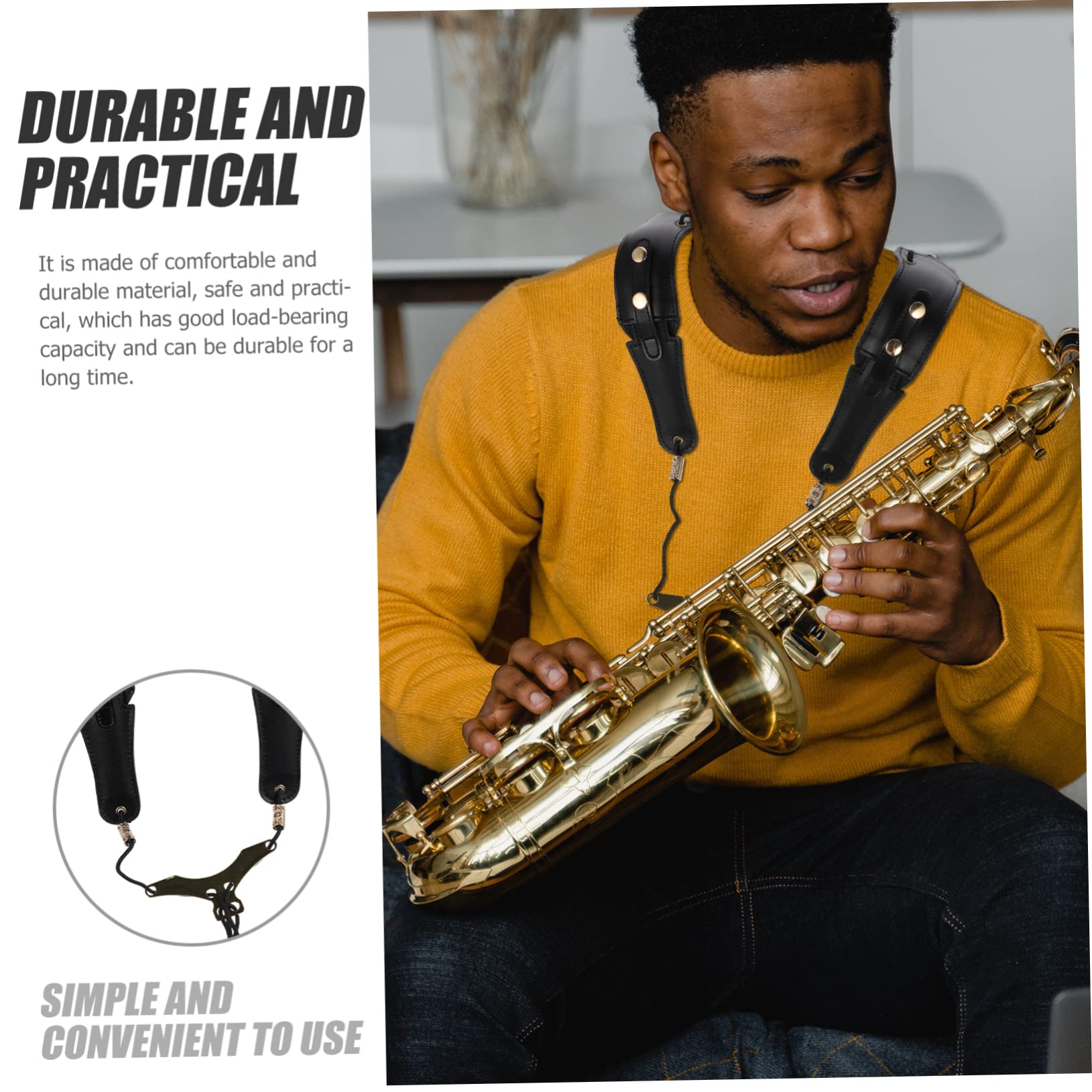TOYANDONA Tracolla Imbottita Per Saxofono Cinghia Traspirante Per Soprano Tenore e Baritono Supporto Ergonomico Per Musicisti Professionisti e Principianti