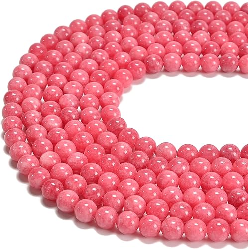 Cuentas sueltas de jade teñido con rodonita de 0.394 pulgadas (0.394 in), redondas, naturales, gematona, sueltas, para hacer joyas, hallazgos de