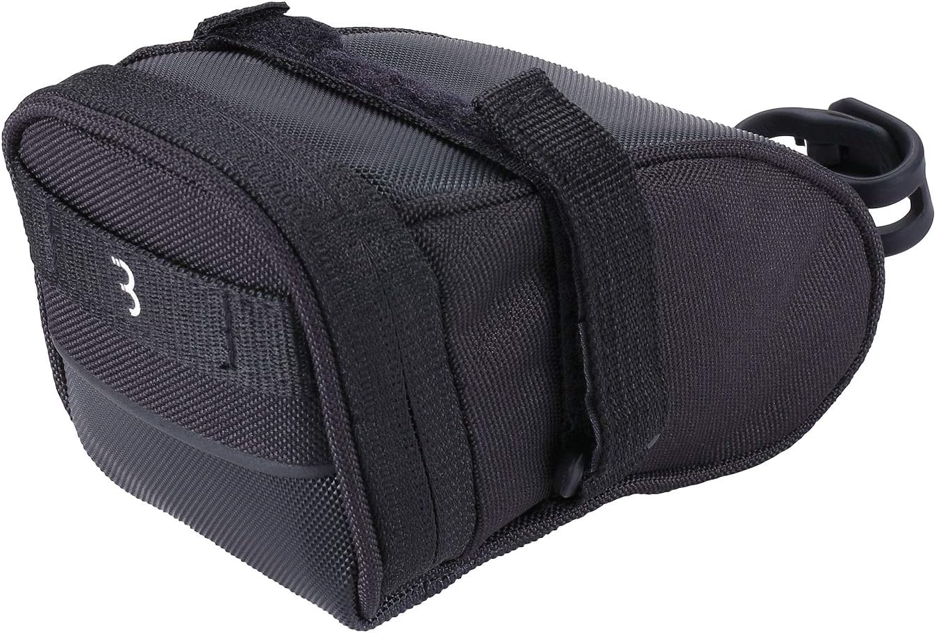 BBB CyclingSpeedPack Curved Saddle Bag|Waterproof Zipper|LED Rear Light Mounting Bracket|Reflective Black Graphic