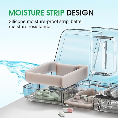 Miniatura 7 de Glosen Organizador diario de píldoras portátil, 4 compartimentos, para píldoras, vitaminas, aceite de pescado, suplementos (naranja blanco)