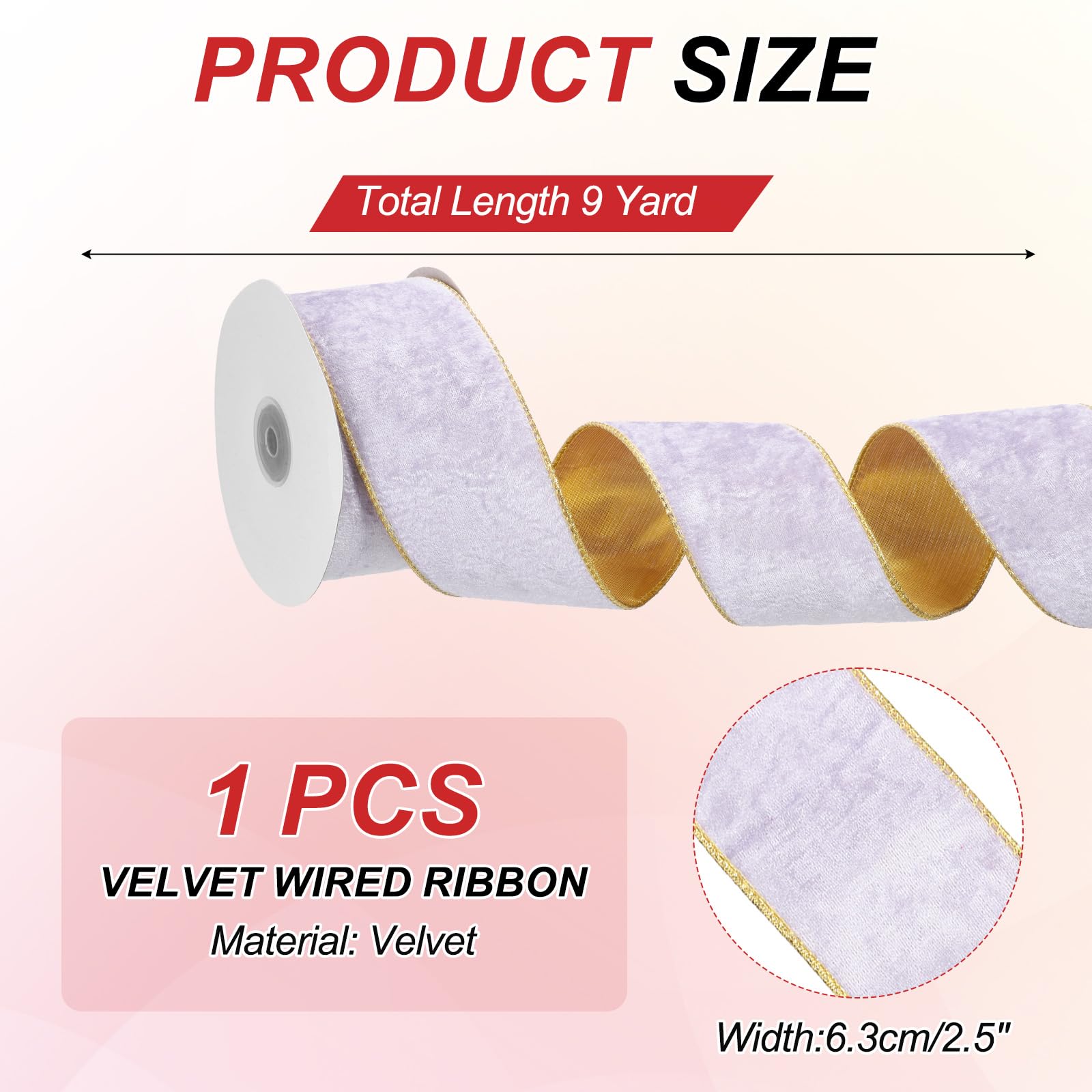 PATIKIL 2.5 Inch x 10 Yards Velvet Wired Ribbon - Image 2