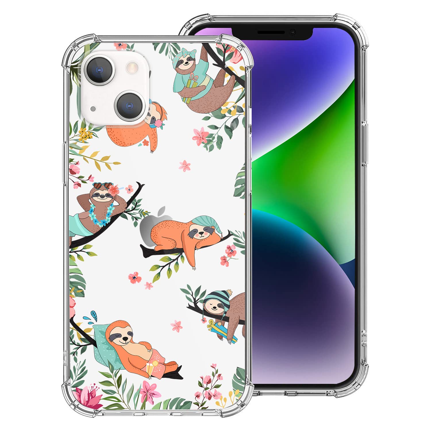 Lapacfor Sloth Design iPhone 14 Plus Case 2022 Cartoon Animal Pattern, Cute iPhone 14 Plus Clear Case Funny Sloth for Women Girl Kids TPU Cover for iPhone 14 Plus Case 6.7" 2022 5G