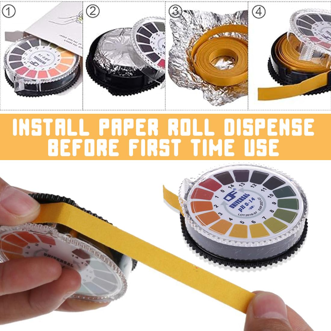 PH-Teststreifen Rolle 5 M – Lackmus-Indikator, Bereich 0–14, Für Wasser, Speichel, Aquarium, Boden & Mehr