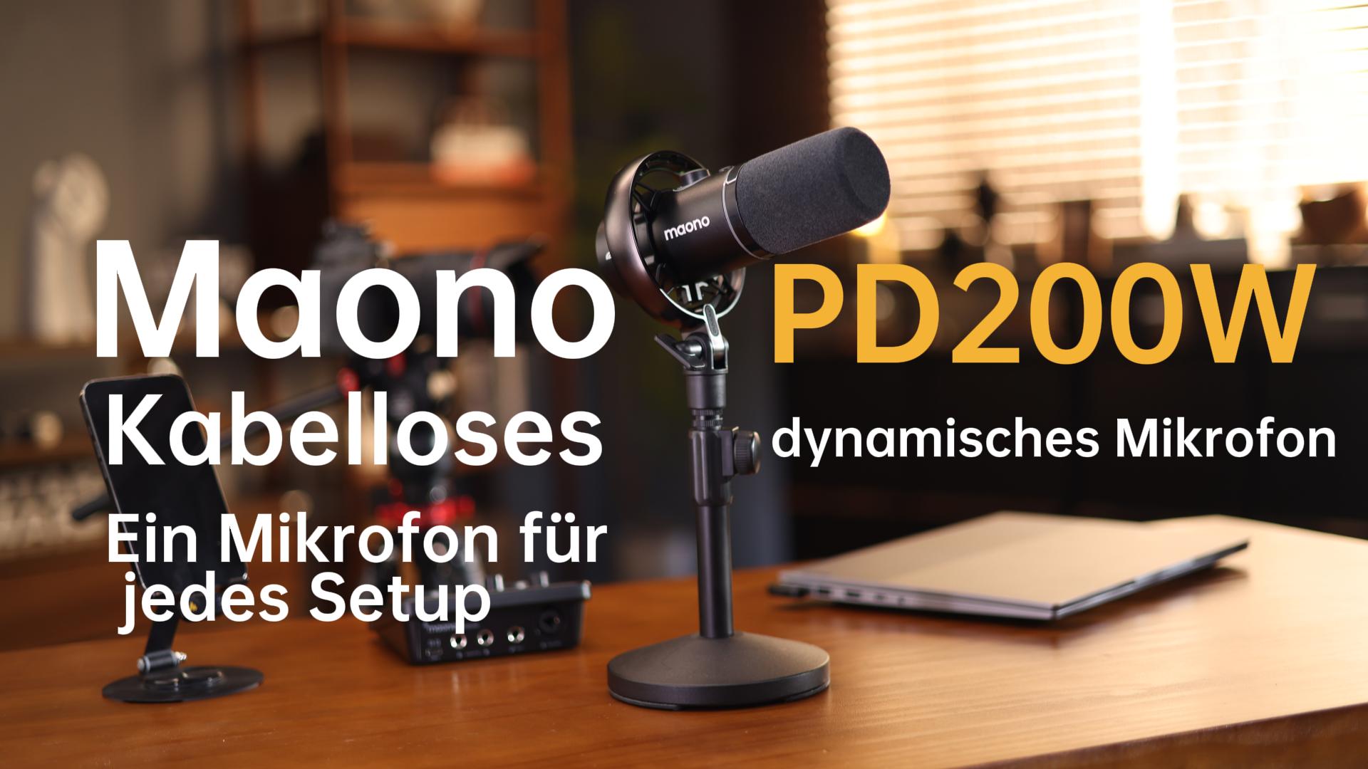 MAONO PD200W Hybrid-Kabellos-Podcast-Mikrofon für PC,Dynamische