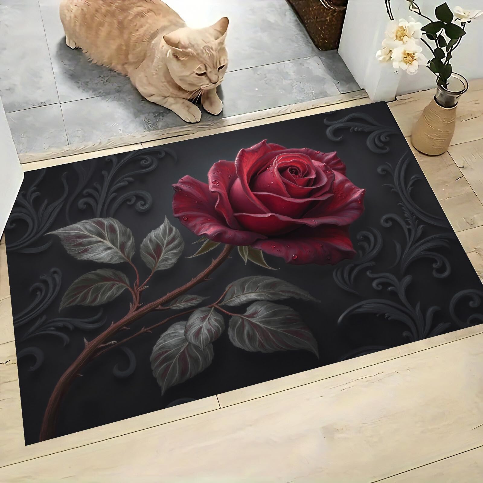 Tapis paillasson antidérapant fini les glissades tapis entrée rose gothique 50x80