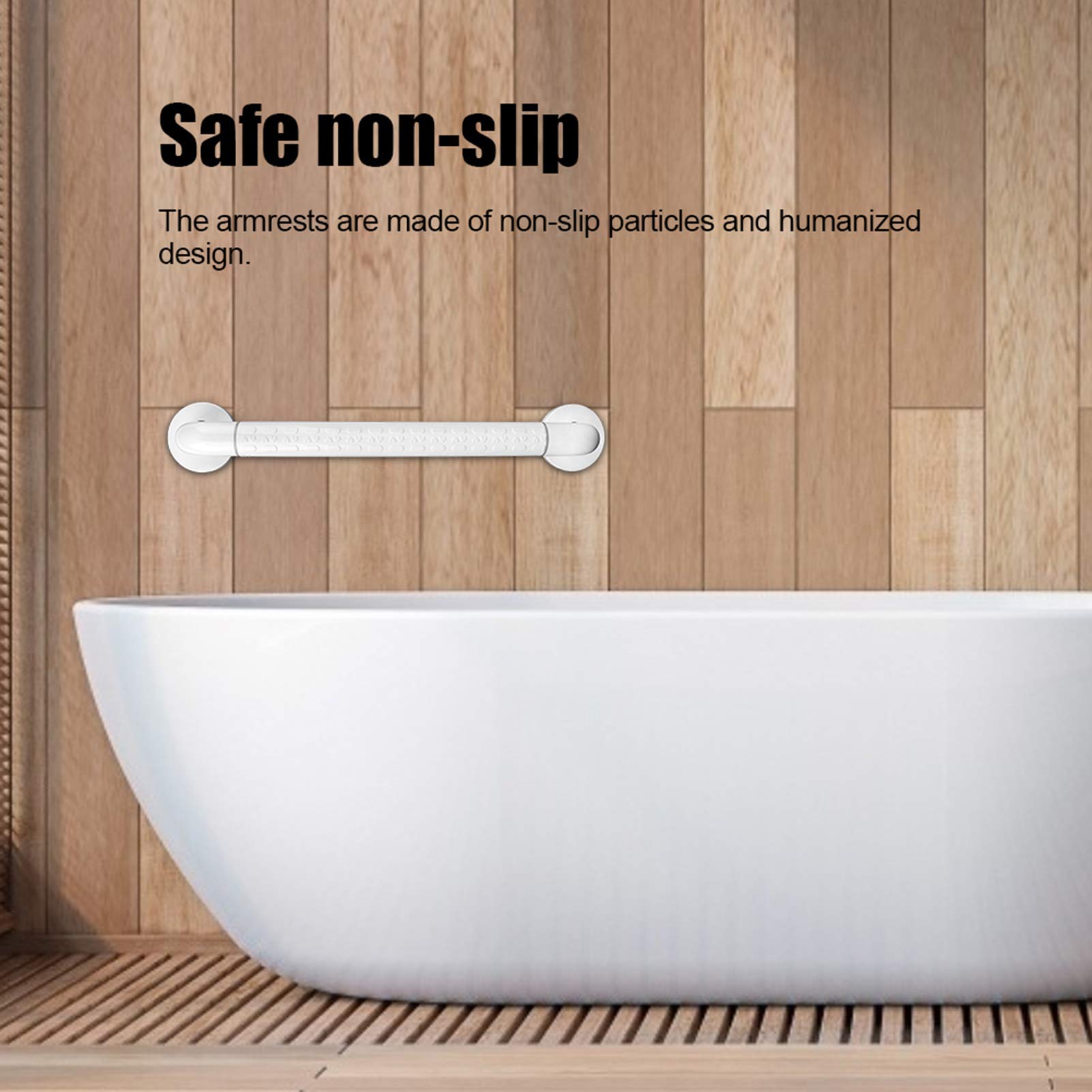 Bathroom Shower Grab Bar, Stylish White Finish Antislip Bath Grab Rails Wall Mount Bathtub Bath Handle for Elderly Seniors Pregnant