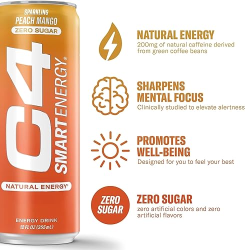 Miniatura 19 de C4 Energy & Smart Energy Drinks - Paquete variado de bebidas energéticas, sin azúcar, sin colores ni tintes artificiales, cero calorías, sustituto