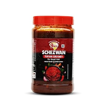 9AM Schezwan Tufani Chutney, Extra Spicy Chinese Sauce, 950g, Multi-Purpose Dip Spread - image, photos