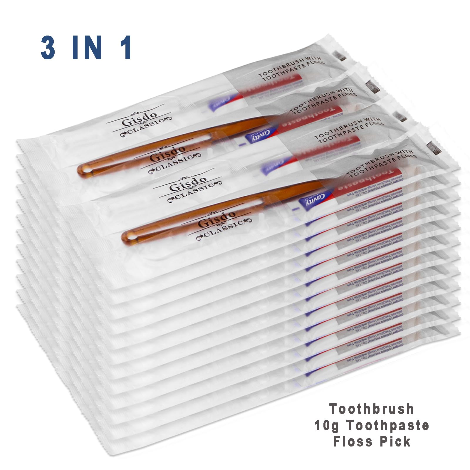 100 spazzolini da denti usa e getta con filo interdentale | Confezione individuale, kit da viaggio in 2 colori, per senzatetto, Airbnb, hotel, ospiti