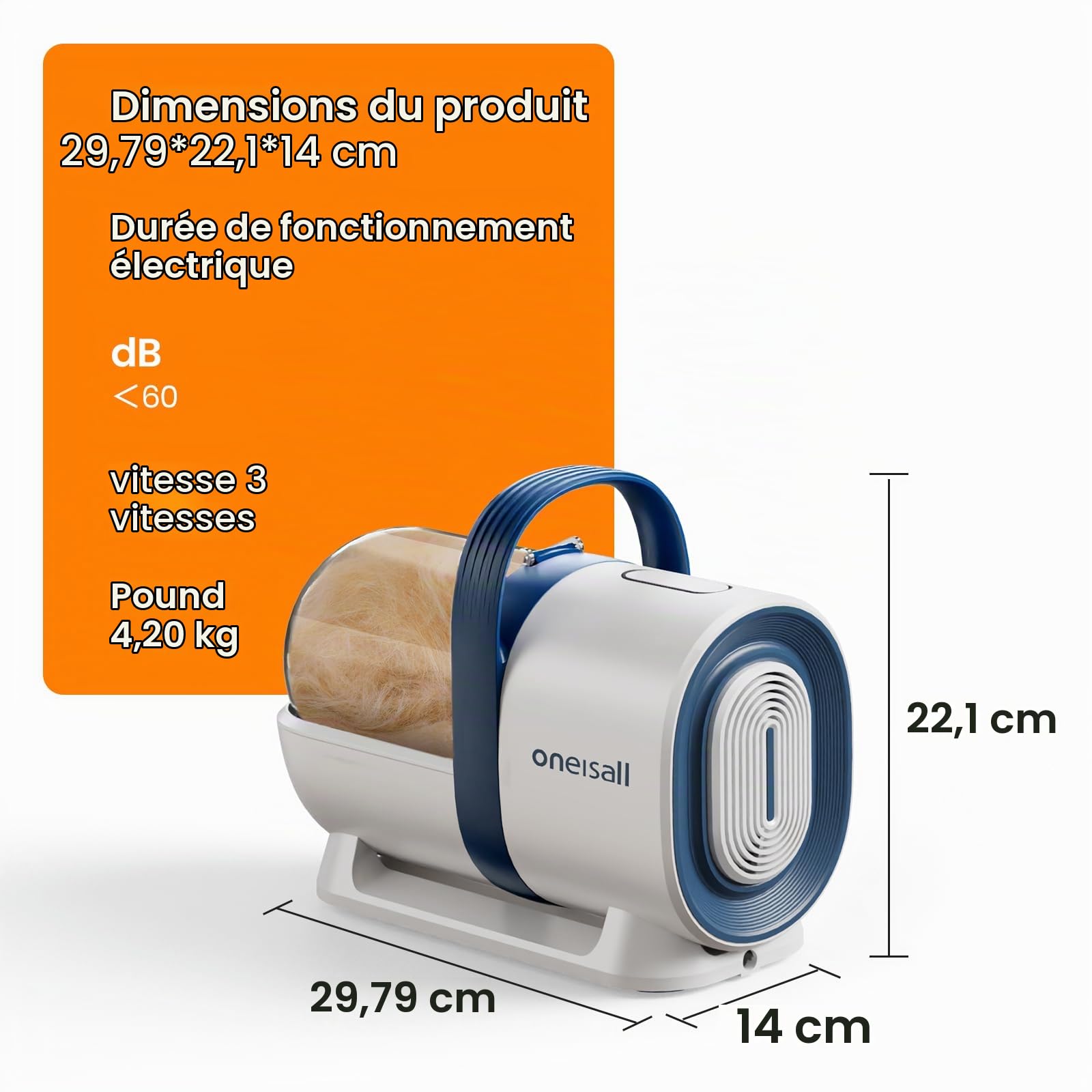 oneisall Tondeuse à Cheveux pour Chien avec aspirateur, 7 en 1 Kit de Soins Professionnels pour Animaux de Compagnie, Rasoir Silencieux pour Chien et Chat, Tondeuse Professionnelle pour Chien et
