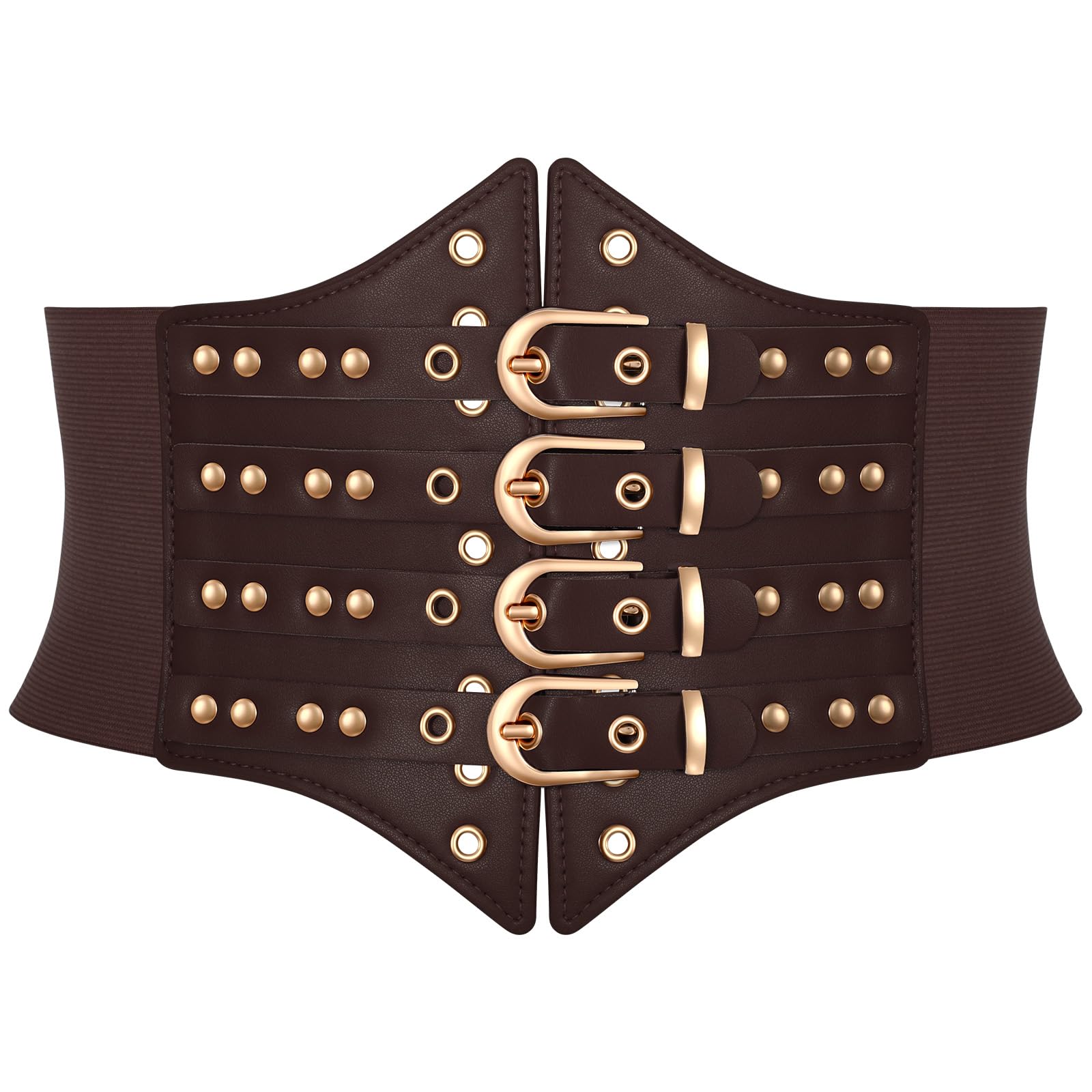 SUOSDEY Korsettgürtel für Damen mit Nieten, Breiter Elastischer Taillengürtel für Gothic Halloween Kostüme