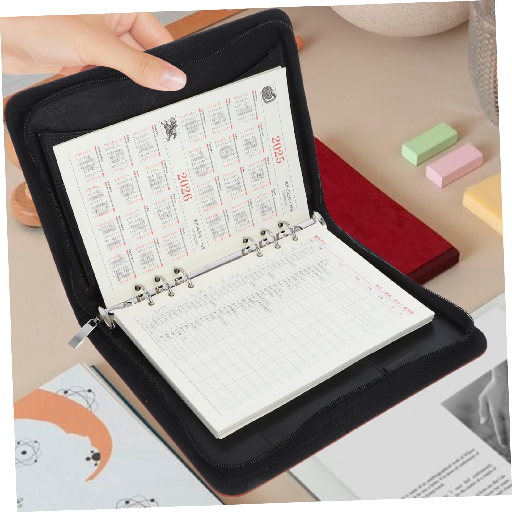 Organizador Carpeta de Chequera Pu Tamaño A5 Cremallera, Portafolios para Documentos Resistente, Carpeta de Negocios para Oficina y Viaje, Adecuado para Profesionales