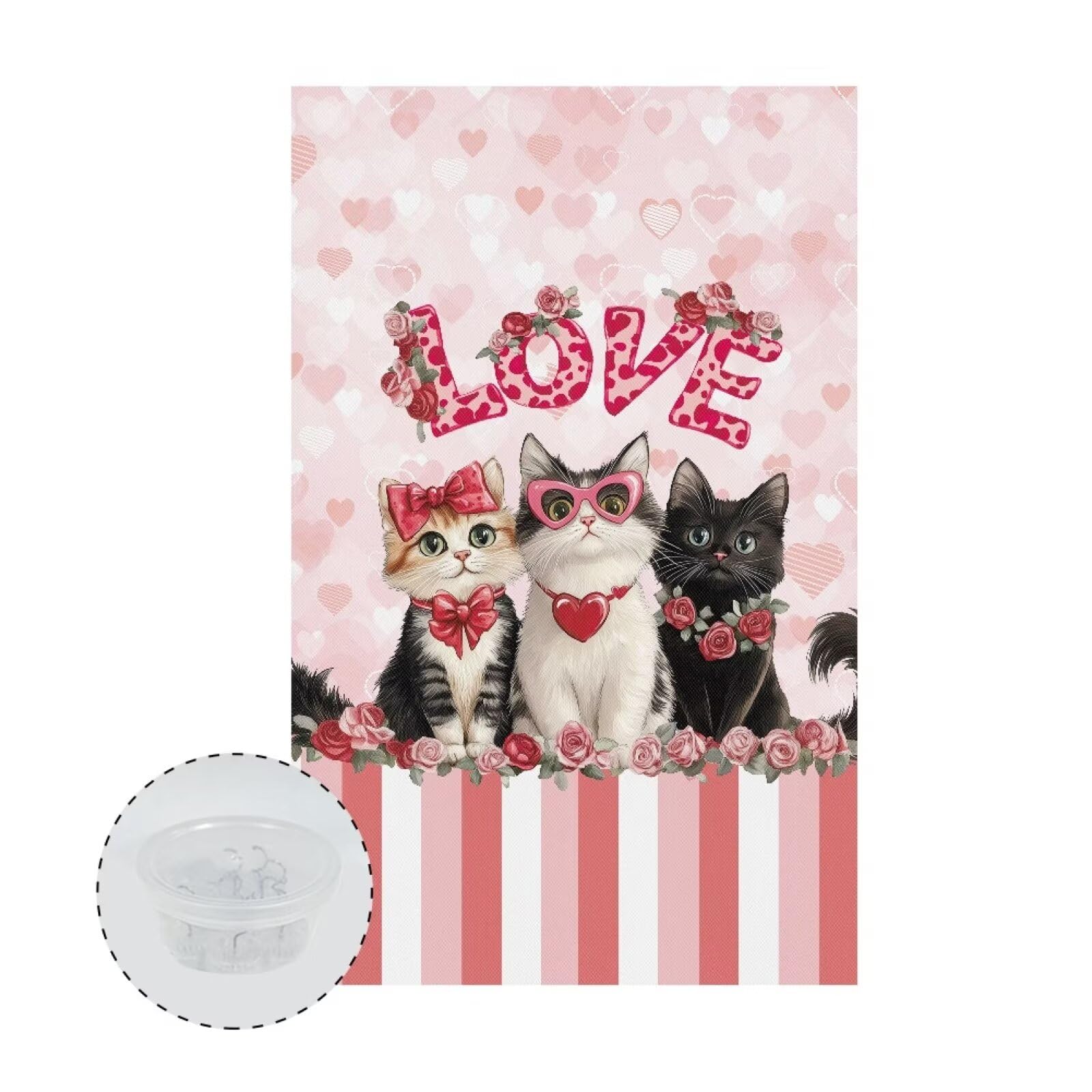 GLENLCWE Pink Valentines Day Cat Sofa Headrest Protective Cover, 1 Pcs Polyester Sofa Headrest Covers Wrinkle-Free Couch Headrest Protector for Christmas Decoration