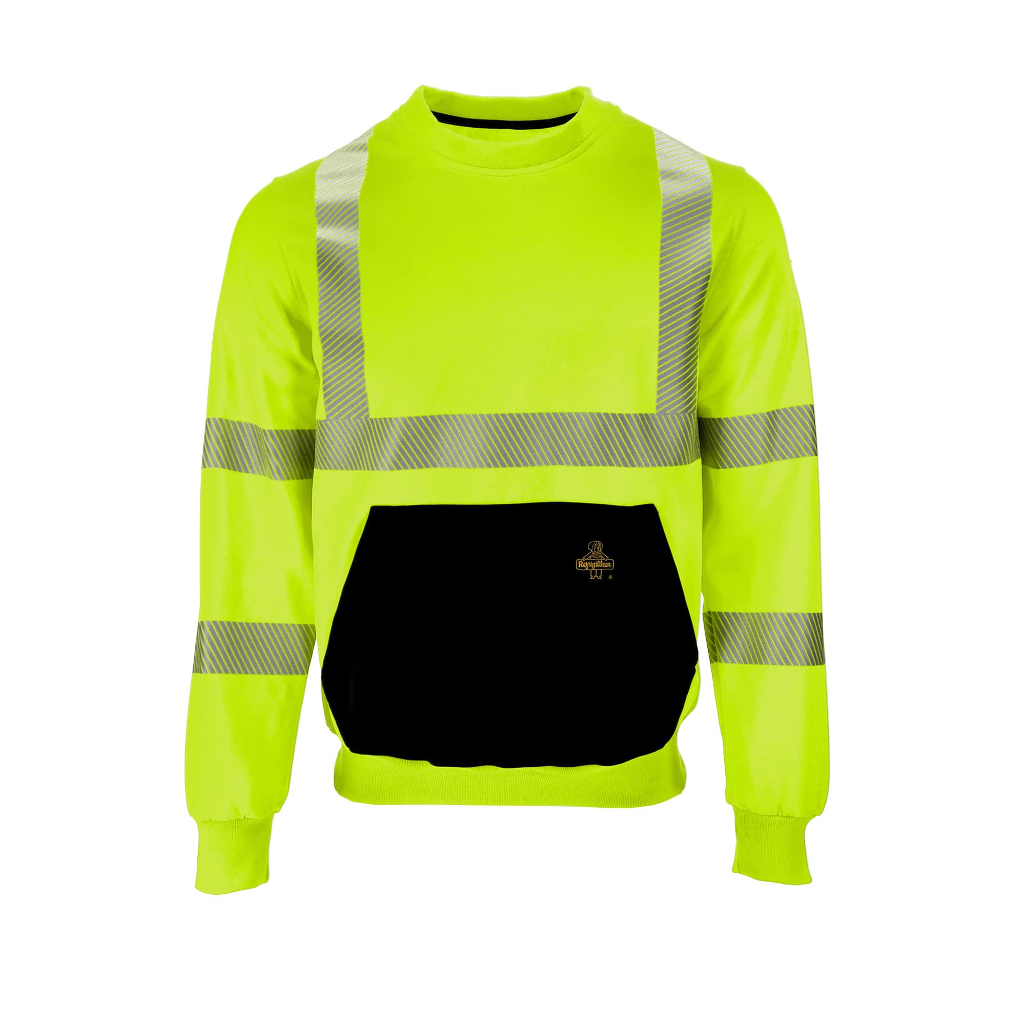 RefrigiWear Men’s Hi Vis Fleece Crewneck Sweatshirt, (Lime, X-Large)