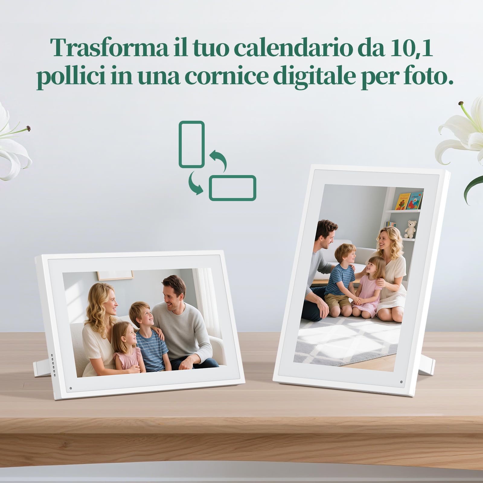 Calendario Digitale da Parete 10,1 Pollici Touch Screen - Planner Familiare con 32GB di Memoria, Cornice Foto Digitale, Sincronizzazione App e Cloud, Agenda Smart