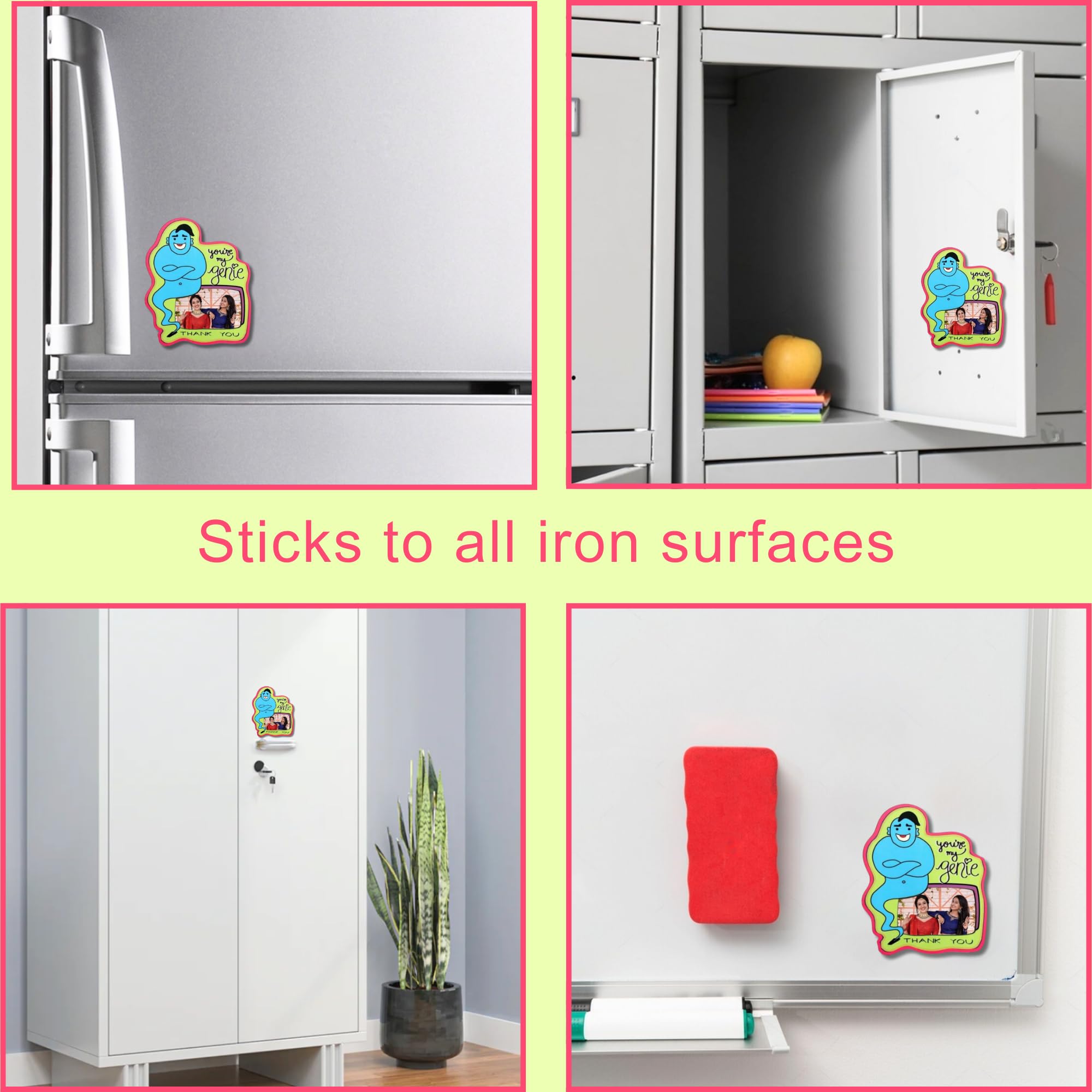Baar Baar Dekho Photo Frame Fridge Magnets - Pack of 1 | Unique Wooden Travel Frames | Home Decor | Perfect House-Warming Gifts | Gifts for Brother, Sister, Friends | You're My Genie! | 9 X 10 Cm 2