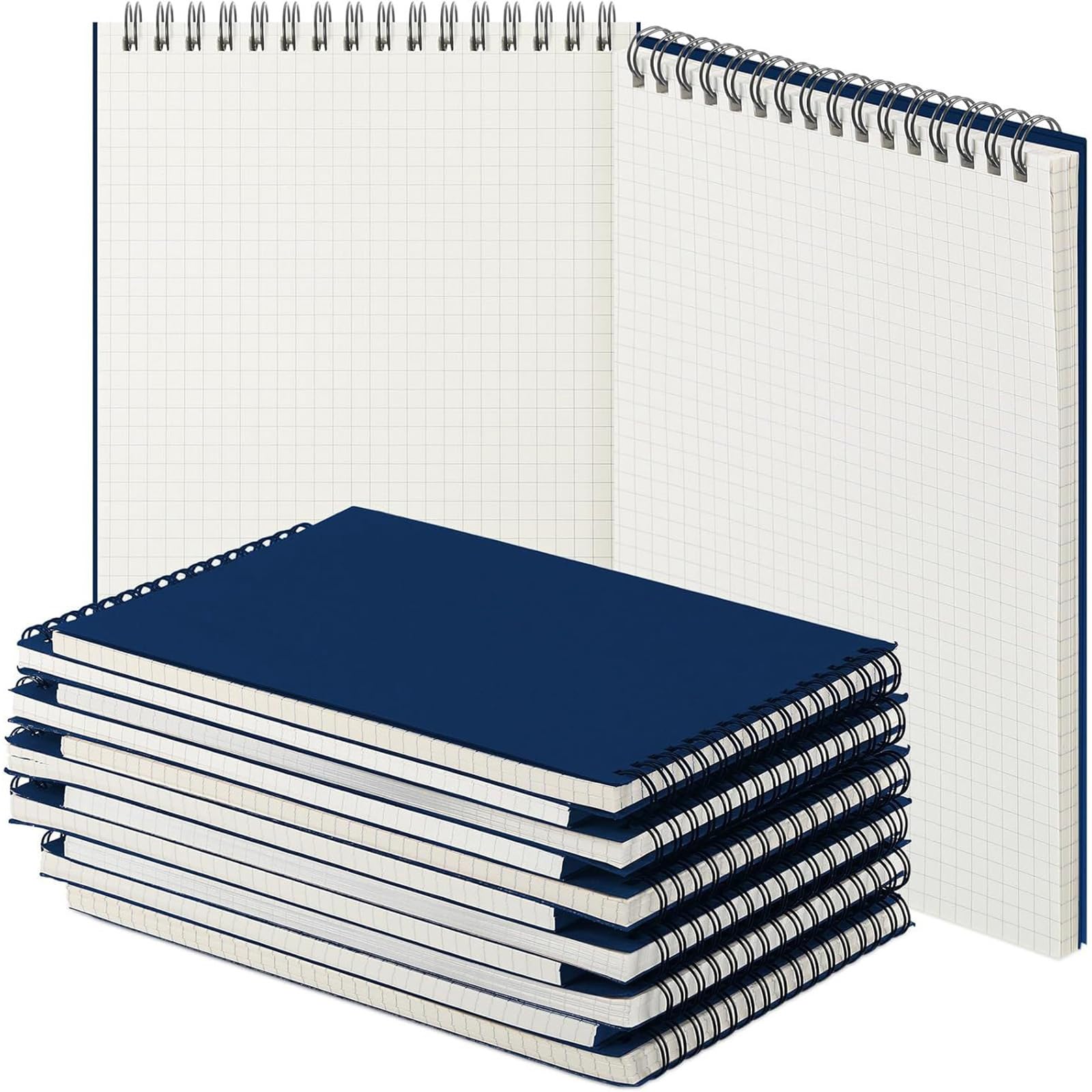Lot de 6 carnets quadrillés de 70 feuilles à double fil pour écrire, journaliser, carte mentale, croquis, grille