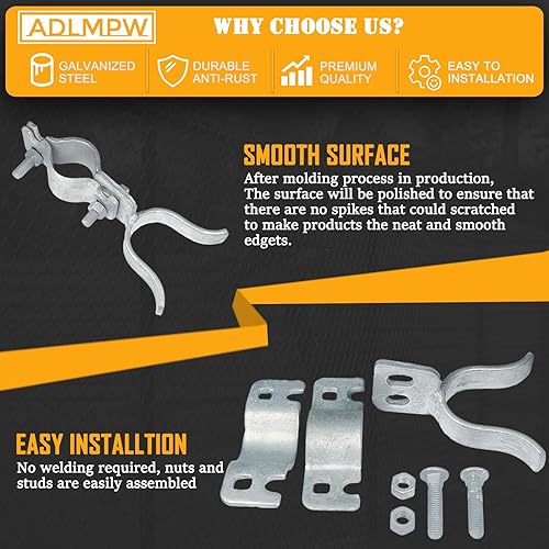 Miniatura 3 de Paquete de 4 pestillos de horquilla de puerta de 1-38 pulgadas x 1-38 pulgadas, cerradura de cerrojo galvanizado, cerrojo de valla de enlace de